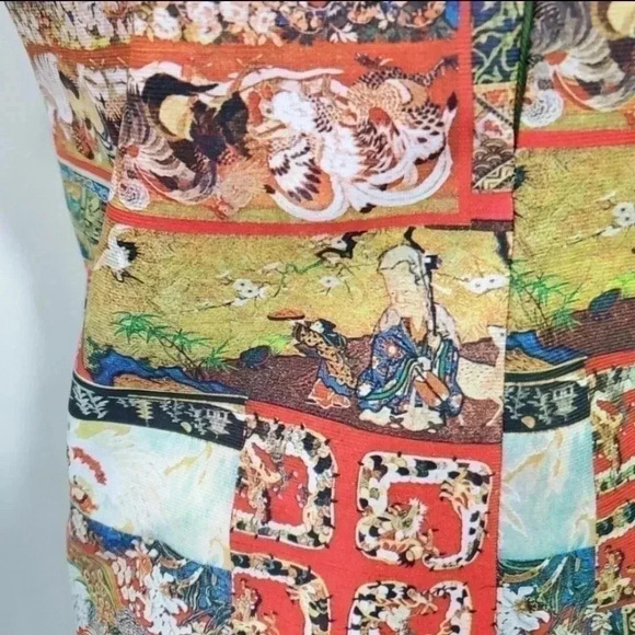 Vintage 70s Novelty Print keyhole blouse.  Size Large - Picture 5 of 15